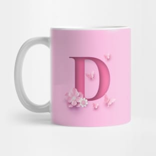 D Letter Personalized, Pink Minimal Cute Design, Birthday Gift, Christmas Gift, Mug